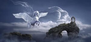 horse, pegasus, nature, archway, fantasy, mystical, fairy tale, mythical creatures, dream, wing, surreal, photomontage, flying, mysterious, magic, spiritual