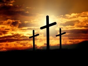 crosses, sunset, silhouettes, dusk, dawn, twilight, nature, clouds, sky, sunrise, hill, crucifixion, resurrection, christianity, christ, faith, god, jesus, easter, religion